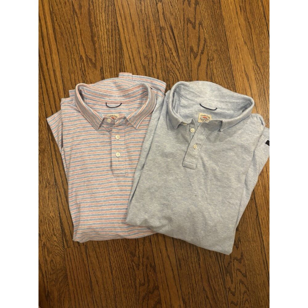 Faherty Polo Shirt Mens XL Short Sleeve Striped Beach Preppy Golf Lot Of‎ 2